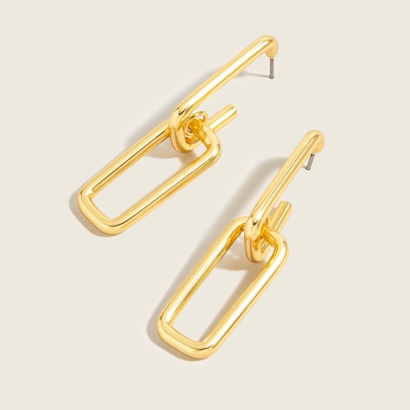 J. Crew Jewelry - New JCREW Double Link Drop Earrings in Burnished Gold